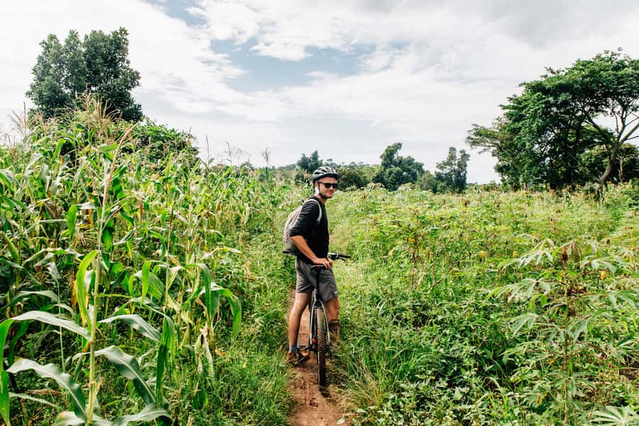 Kampala: Lake Victoria Island Cycling Tour - Resting on a white Lake Victoria beach